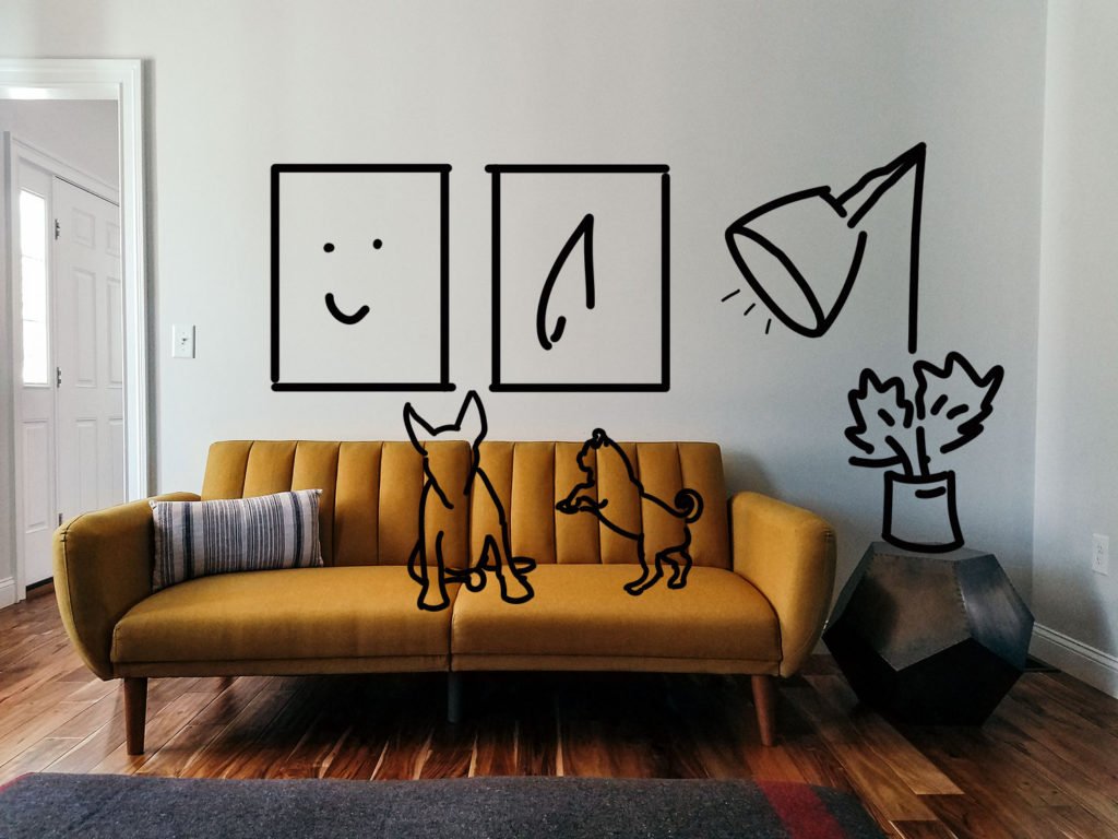 Yellow couch layout mock-up