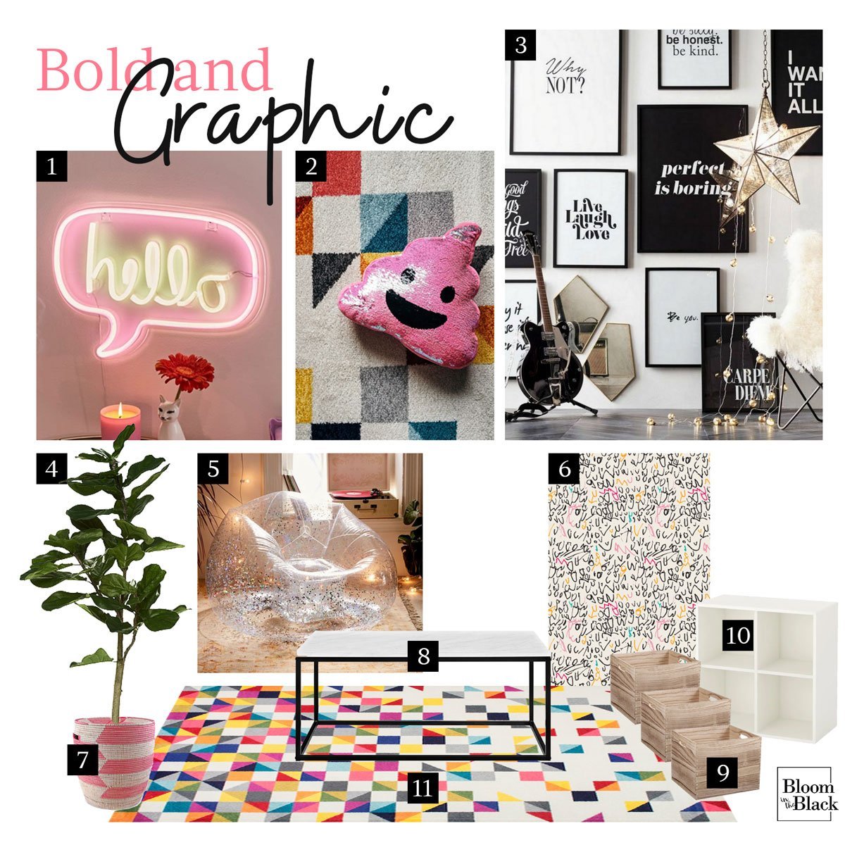 Beautiful, bold, and graphic tween girls room decor.