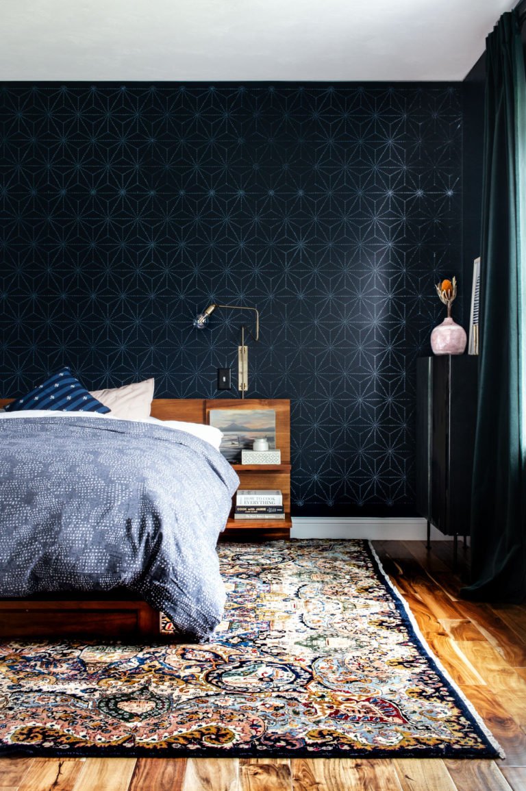 Dark and moody master bedroom design