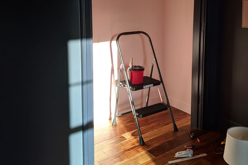 Painting the closet pink.