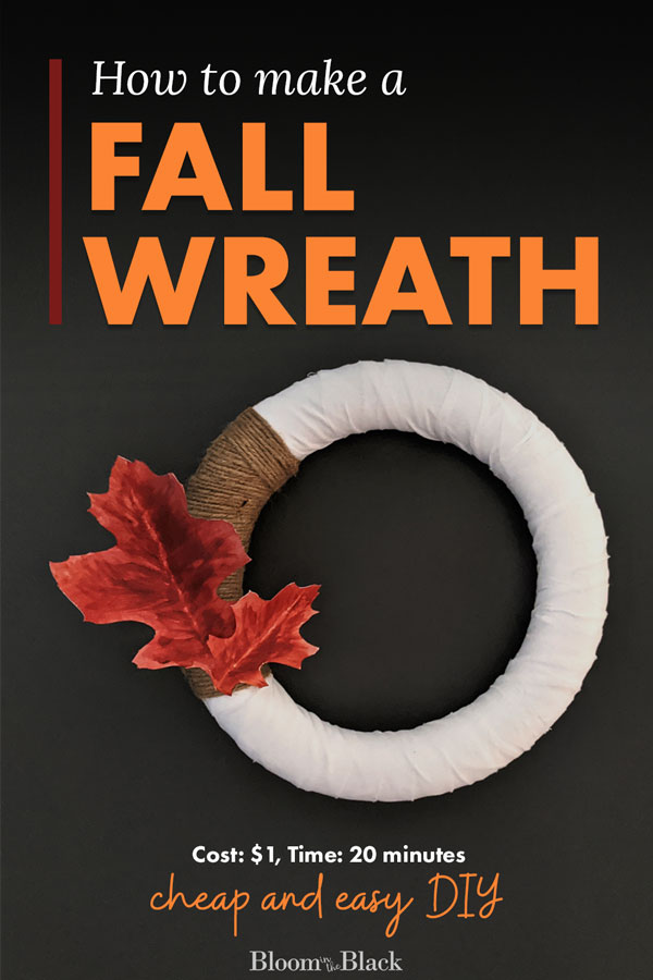 Make an easy DIY fall wreath using upcycled fabric and a dollar store floral wreath form. A simple, cheap autumn decor idea you can make in under 20 minutes! Click to read the tutorial.