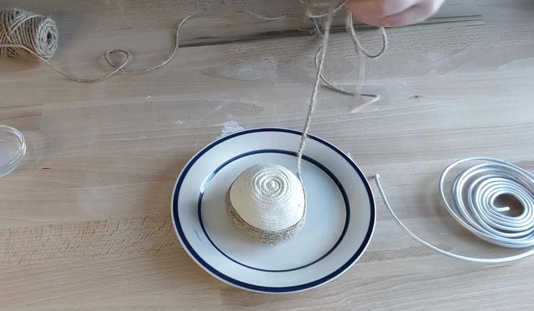 Move base to a plate and remove twine