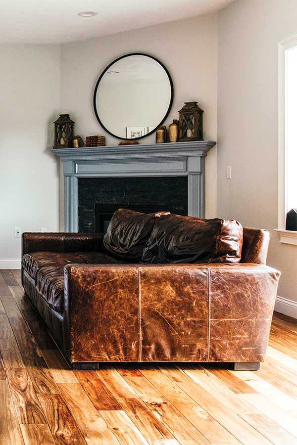 Living Room With Corner Fireplace