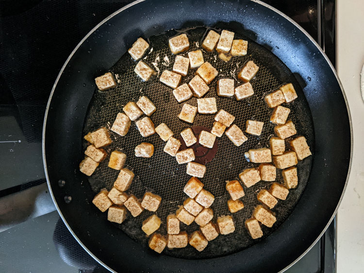 fry tofu in batches