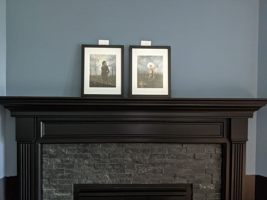 The art and the black fireplace