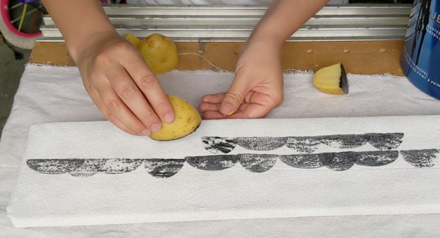 potato stamped fabric