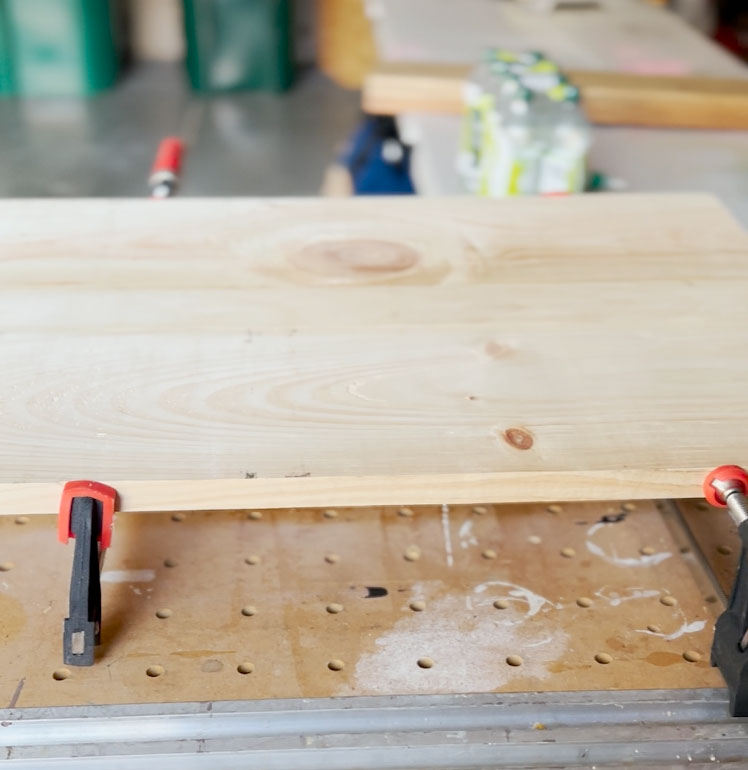 Clamp glued boards and allow to dry overnight