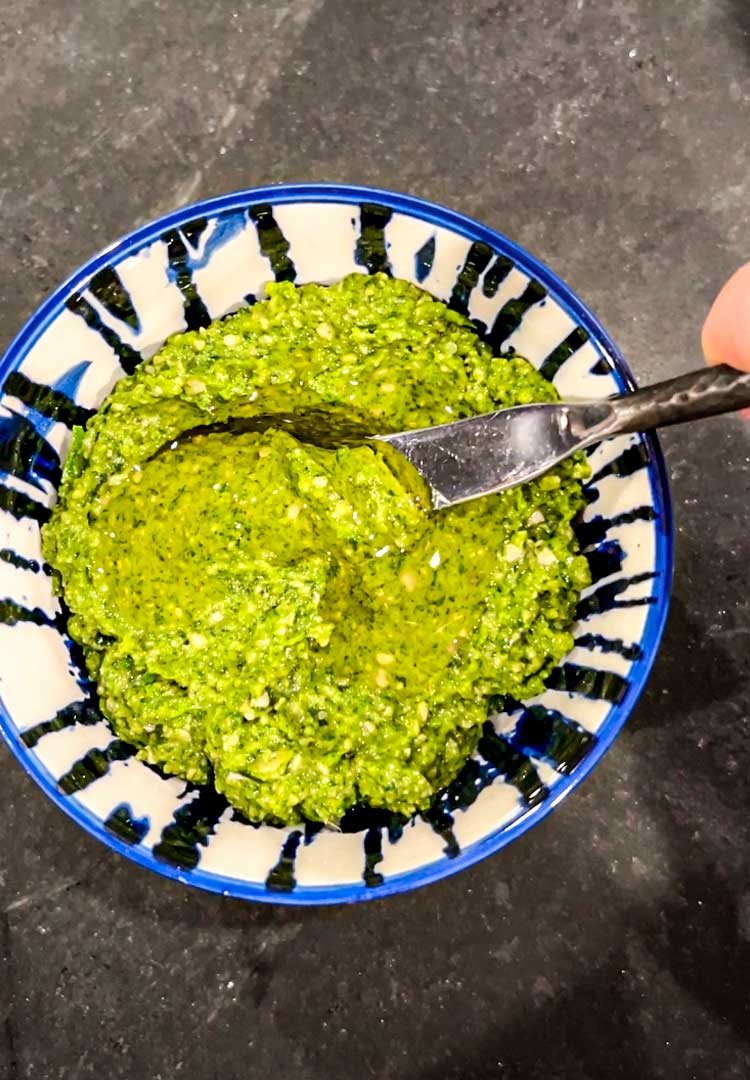 This cilantro chimichurri pesto is the perfect green sauce for clean eating.